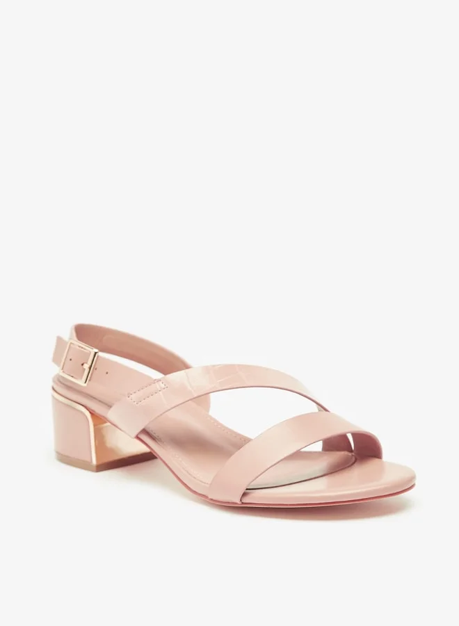 فلورا بيلا من شو إكسبرس Women Textured Sandals with Block Heels and Buckle Closure