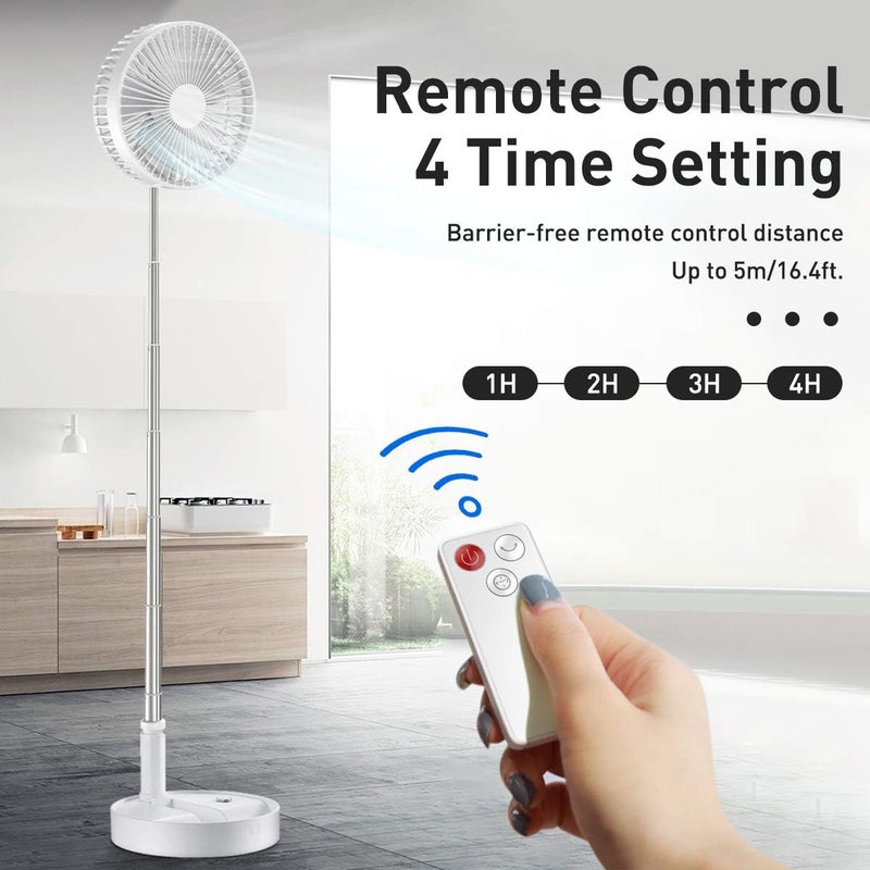 AICase Stand Fan,Folding Portable Telescopic Floor/USB Desk Fan with 7200mAh Rechargeable Battery,4 Speeds Super Quiet Adjustable Height and Head Great for Office Home Outdoor Camping - Image 3