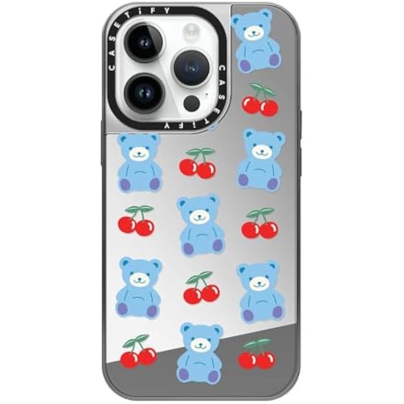 Casetify Mirror Case for iPhone 14 Pro Compatible with Magsafe - Cherrie Bear - Silver on Silver - Image 1