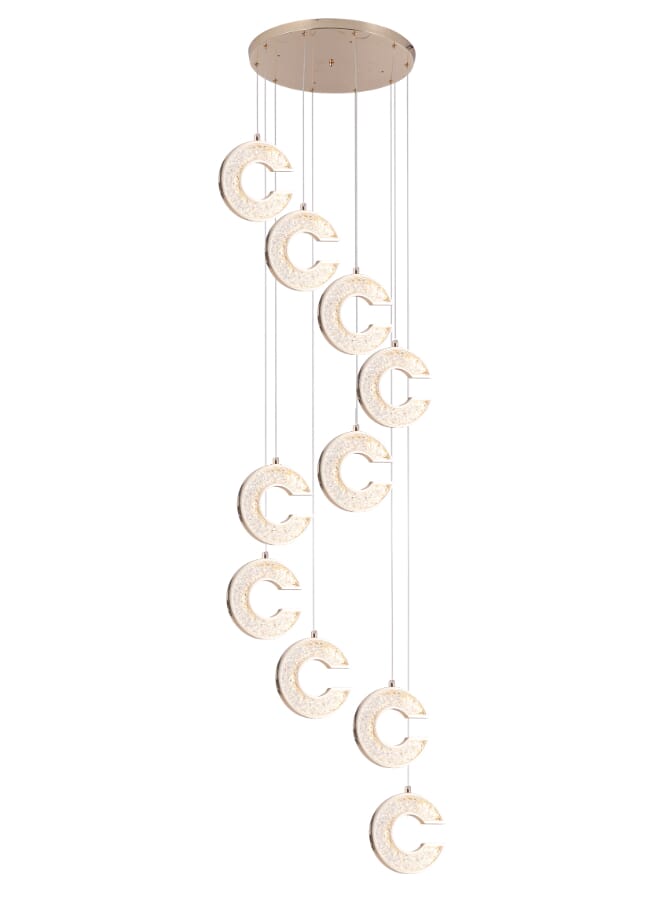 Best Power Modern LED Staircase Chandelier 6168-10 – 10-Lamp Hanging Light with 3 Lighting Levels – 50W Energy-Efficient Ceiling Light with 250cm Adjustable Length for Staircases, High Ceilings, and Modern Interiors  - Image 4