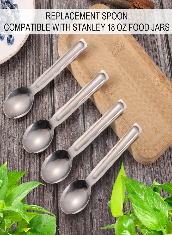 lasuroa 4 Replacement Spoon Compatible with Stanley 18 oz Food Jars, BPA Free Stainless Steel Spoon Set for Stanley Classic Legendary Vacuum Insulated Food Jar 18oz - Image 4
