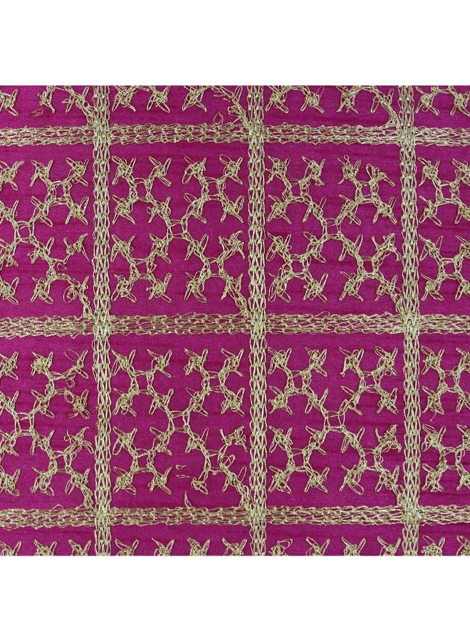 BYFT Orchard Cushion Cover 12 x 20 inch (Golden Checks Design - Fuchsia Pink) 30 x 50 cm Luxury Decorative Cushion Cover for Sofa, Bed & Living Room- Set of 2 without inserts - Image 4