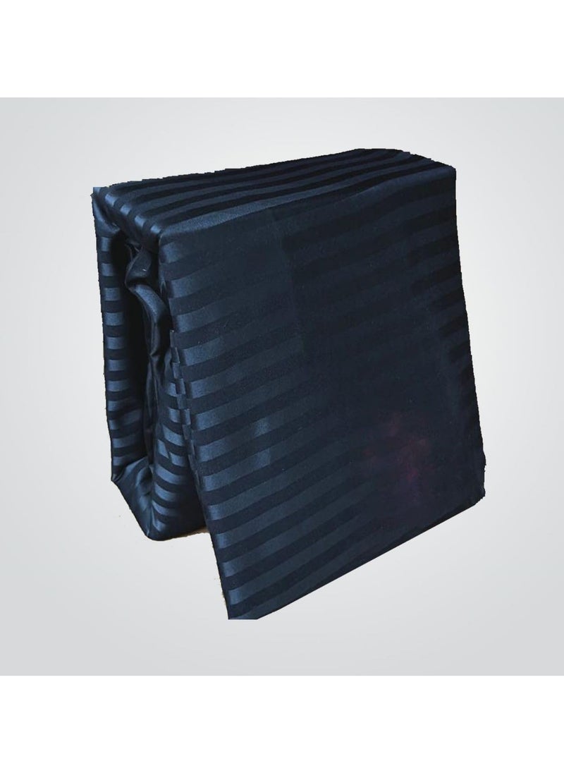 QBED Elastic Stripe Sheet Sets (180 * 200 * 30cm, Black)  - Image 1