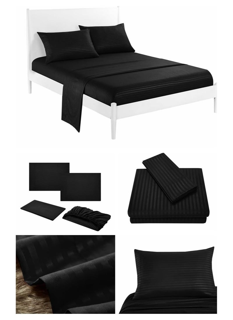 QBED Elastic Stripe Sheet Sets (180 * 200 * 30cm, Black)  - Image 5