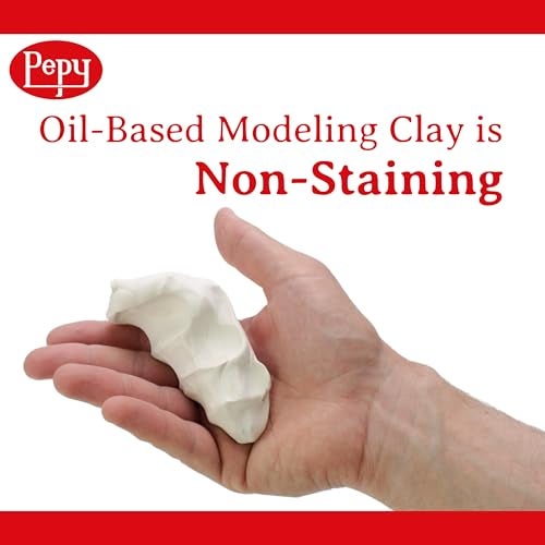 Pepy Reusable and Non-Drying Oil-Based Plasticine Modeling Clay, White, 2 Pounds, Sulfur-Free & Non-Toxic, Great for Kids, Beginners, and Artists, Perfect for Arts and Crafts Projects - Image 5