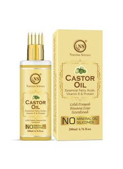Nuerma Science Premium Castor Hair Oil 100% Pure With Comb Applicator For Healthy Strong Hair & More Deep Root Nourishment200 Ml  - Image 2