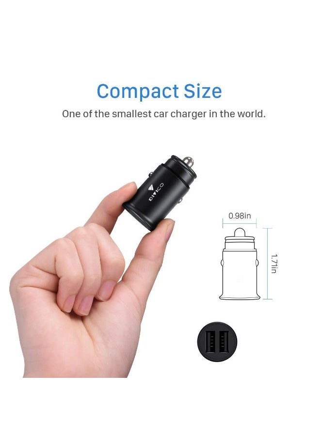 DIVICO Dual USB Car Charger 2.4A Fast Charging Adapter – Compact Metal Body with Smart IC, Overcharge & Overheat Protection, Compatible with 12V/24V Cars, SUVs & Trucks, Dual Port Power Output for Smartphones, Tablets, GPS & Other USB Devices - Image 4