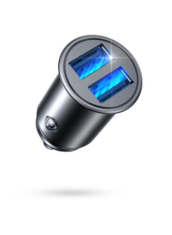 DIVICO Dual USB Car Charger 2.4A Fast Charging Adapter – Compact Metal Body with Smart IC, Overcharge & Overheat Protection, Compatible with 12V/24V Cars, SUVs & Trucks, Dual Port Power Output for Smartphones, Tablets, GPS & Other USB Devices - Image 2