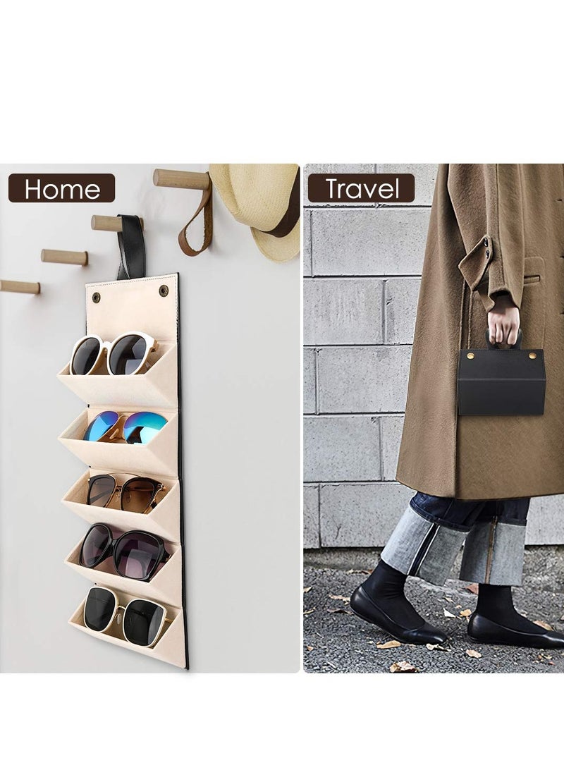 KASTWAVE Sunglasses Organizer, Portable Travel Glasses Case Folding Organizer with 5 Slots Can Be Unfolded Hanging Glasses Storage Rack Creative Handheld Glasses Bag for Men and Women (black) - Image 5