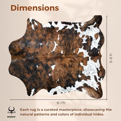 rodeo Genuine Tricolor Cowhide Rug Large 8x10 Area Fit (Rug Approx. 6x7 ft)– Vibrant One-of-a-Kind Hide, Air-Dried & Eco-Friendly, Safe for Kids & Pets, Perfect for Living Rooms & Western Home Décor - Image 2