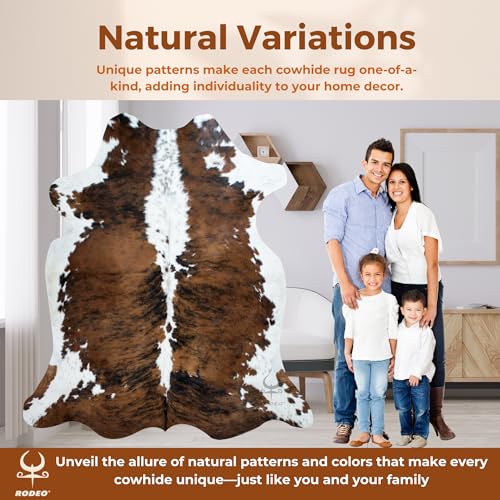 rodeo Genuine Tricolor Cowhide Rug Large 8x10 Area Fit (Rug Approx. 6x7 ft)– Vibrant One-of-a-Kind Hide, Air-Dried & Eco-Friendly, Safe for Kids & Pets, Perfect for Living Rooms & Western Home Décor - Image 5