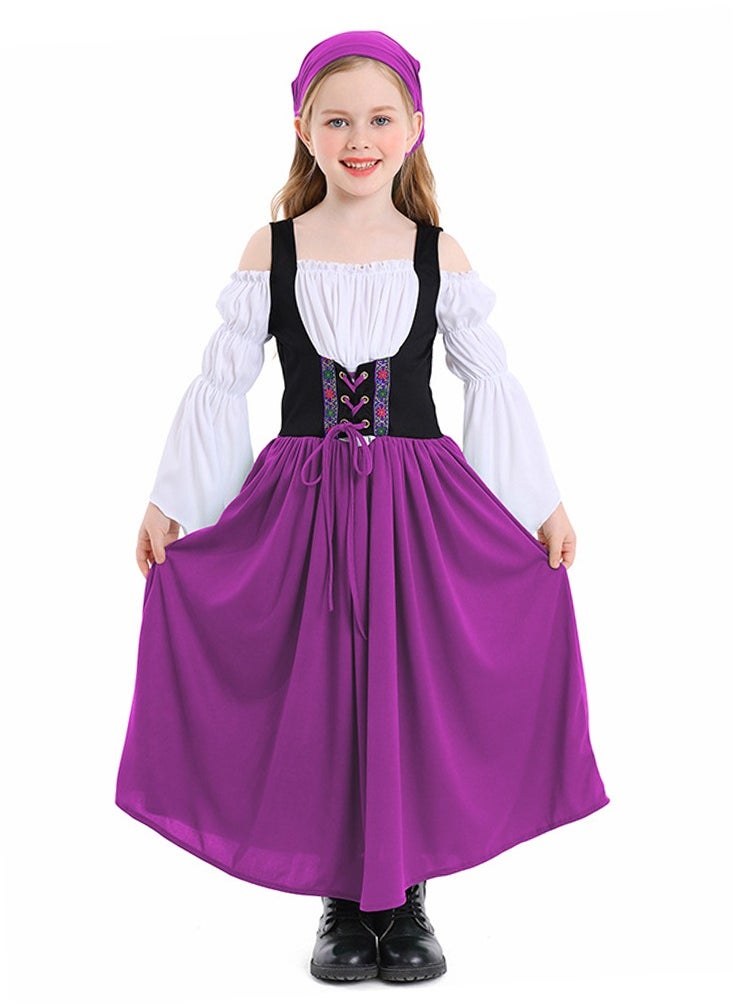 Al Aoyama - Girl's farm dress medieval-style Munich festival long dress, Germany Bavarian traditional costume - Image 1