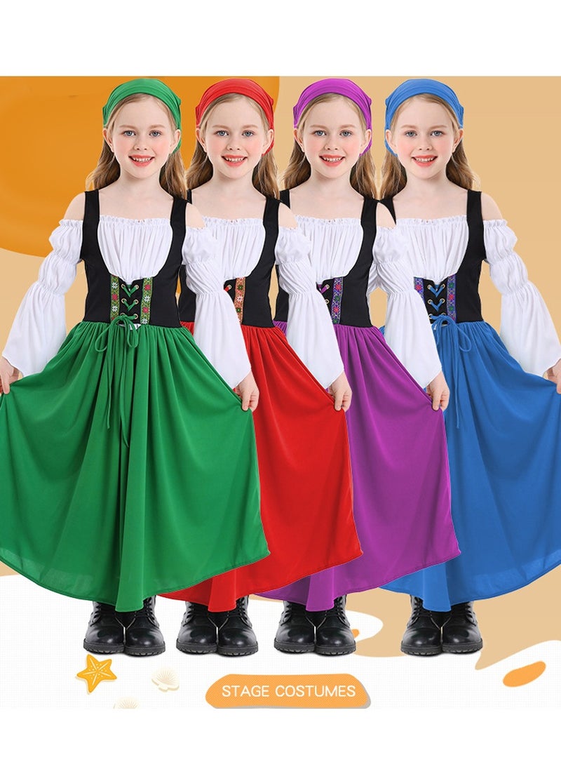 Al Aoyama - Girl's farm dress medieval-style Munich festival long dress, Germany Bavarian traditional costume - Image 1