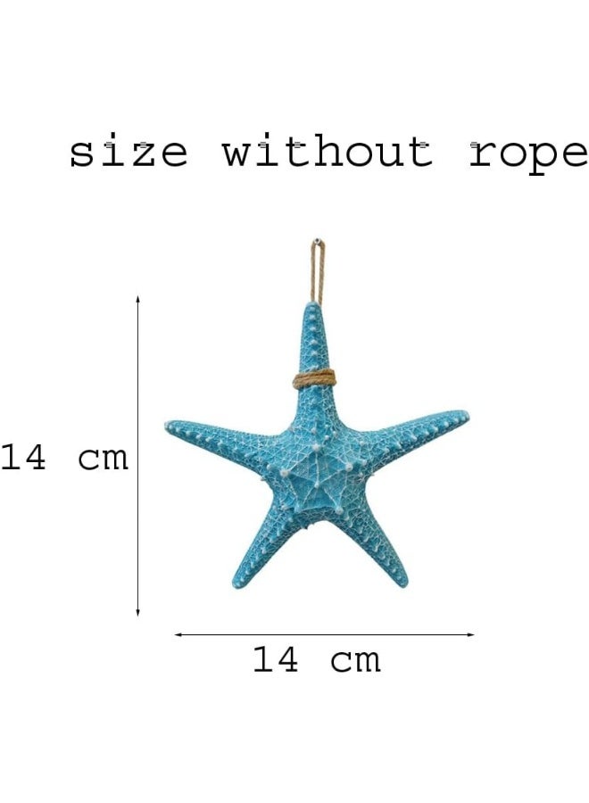 YINZUO YINZUO Decorative Starfish Wall Hanging of White, Blue & Sky Blue Plastic Fiber Sea Star with Rope for Coastal, Beach, Nautical Wall Decor  - Image 2