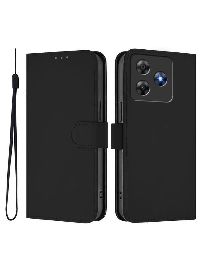 S-TOP Case For Blackview Wave 8C Skin Feel Solid Color Leather Phone Case with Lanyard - Image 1