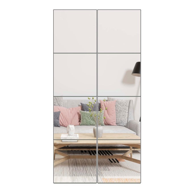 FULL LENGTH MIRROR TILES 12 INCH X 8PCS FRAMELESS WALL MIRROR FULL BODY MIRROR FOR HOME GYM VANITY BEDROOM LIVING ROOM