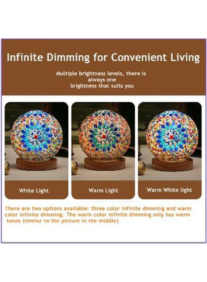 عام مصباح نوم بوهيمي ايدليان (قطر: 4.7 بوصة × ارتفاع: 5.2 بوصة)، مصباح مكتبي رومانسي بقاعدة خشبية، مصباح مكتبي LED إبداعي، لحفلات التخرج، الزفاف، مكتب المنزل، غرفة النوم، تراس المنزل، مصدر الطاقة عبر USB. - Image 3