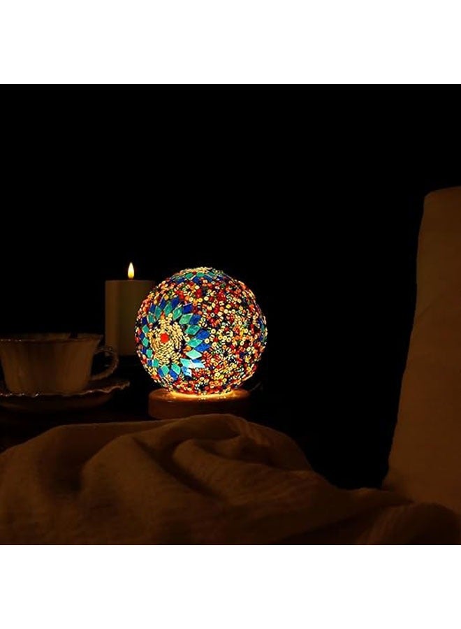 عام مصباح نوم بوهيمي ايدليان (قطر: 4.7 بوصة × ارتفاع: 5.2 بوصة)، مصباح مكتبي رومانسي بقاعدة خشبية، مصباح مكتبي LED إبداعي، لحفلات التخرج، الزفاف، مكتب المنزل، غرفة النوم، تراس المنزل، مصدر الطاقة عبر USB. - Image 4