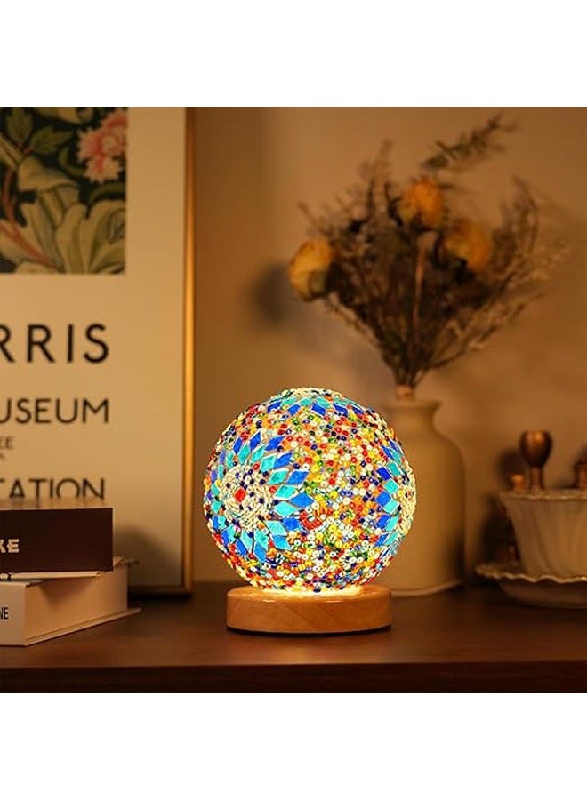 عام مصباح نوم بوهيمي ايدليان (قطر: 4.7 بوصة × ارتفاع: 5.2 بوصة)، مصباح مكتبي رومانسي بقاعدة خشبية، مصباح مكتبي LED إبداعي، لحفلات التخرج، الزفاف، مكتب المنزل، غرفة النوم، تراس المنزل، مصدر الطاقة عبر USB. - Image 5