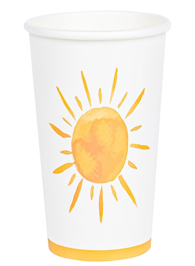 AimFun 100Pcs Boho Sun Paper Cups First Trip Around The Sun Disposable Party Cups 9oz Bohemian Hippie Sunshine Beverage Coffee Disposable Drinking Cups for Groovy Baby Shower Party Supplies - Image 1