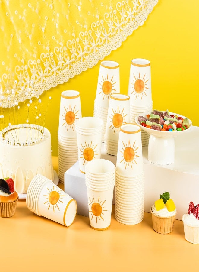 AimFun 100Pcs Boho Sun Paper Cups First Trip Around The Sun Disposable Party Cups 9oz Bohemian Hippie Sunshine Beverage Coffee Disposable Drinking Cups for Groovy Baby Shower Party Supplies - Image 4