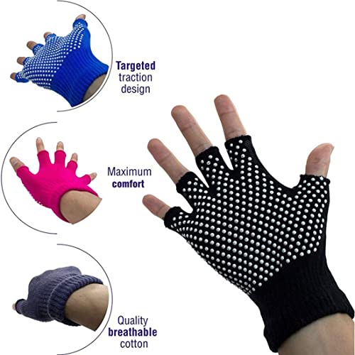 Digital Shoppy 1 Pair Unisex Non-Slip Fitness Gym, Yoga Pilates Balance Warm Workout Fitness Half Finger Hand Protector Gloves (Pink) - Image 2