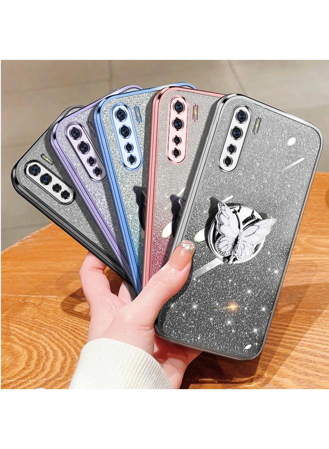 S-TOP Case For OPPO A91 Plated Gradient Glitter Butterfly Holder TPU Phone Case - Image 2