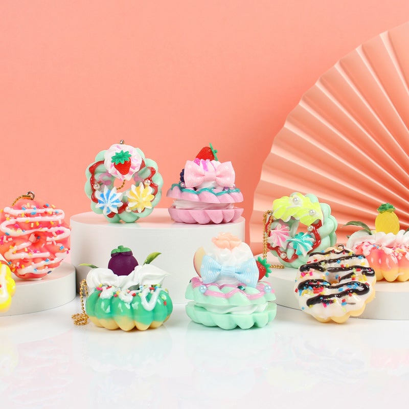Cream Donut Simulation Food And Play Keychain Pendant Fake Cake Dessert Shooting Props Simulation Dessert Decorations - Image 2