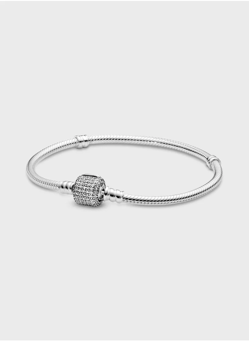 PANDORA Moments Sparkling PavÃ© & Snake Chain Bracelet