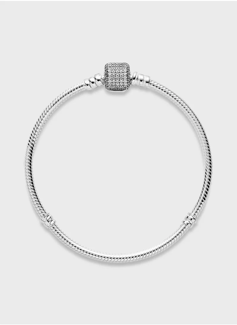 PANDORA Moments Sparkling PavÃ© & Snake Chain Bracelet