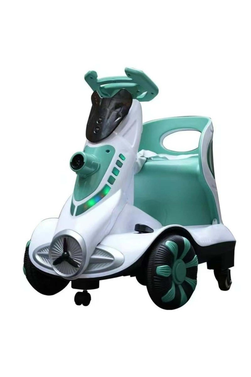Electric Kids Car in White and Green for Boys