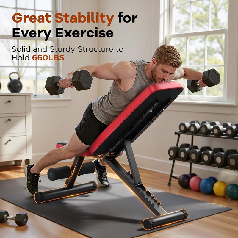 FEIERDUN NICEPEOPLE Foldable Basic Weight Bench for Home Gym, Full Body Workout Bench with 8 Backrest Positions, 660lbs Capacity, Adjustable Bench - Image 5