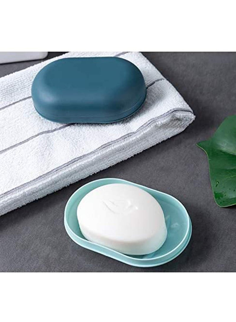 Soap Dish Draining 2 Pieces, Waterproof Travel Soap Box, Plastic Soap Container, Soap Saver with Lid, Lightweight Soap Case for Travel Camp Bathroom Storage, Blue & White - Image 5