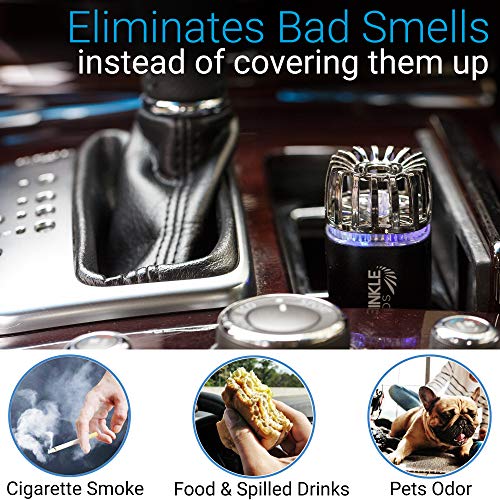 TWINKLE BIRDS Car Air Purifier Ionizer - 12V Plug-in Ionic Anti-Microbial Car Deodorizer with Dual USB Charger - Smoke Smell, Pet and Food Odors, Allergens, Viruses Eliminator for Car (Matte Black) - Image 2