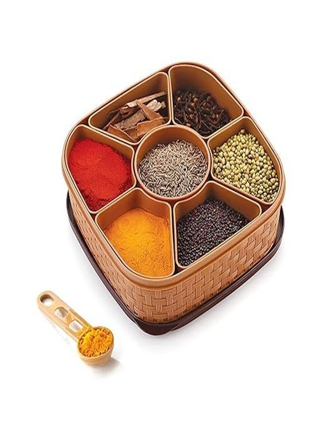 QUALIZA Plastic Masala Box 1 Pc – Multicolor Spice Storage Container, Rangoli Organizer Dabba, Stylish Airtight Kitchen Box for Indian Spices, Compact Multi-Compartment & Durable Traditional Storage - Image 1