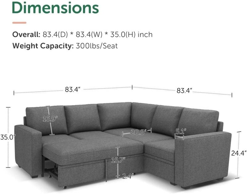 Comfynest Modular Sleeper Sectional Sofa Bed - Image 2