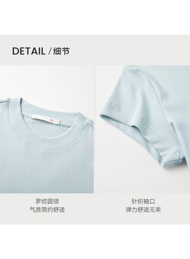 HLA 25 Summer Round Neck Straight Stretch Soft Knitted Women'S Short Sleeve T-Shirt - Image 4