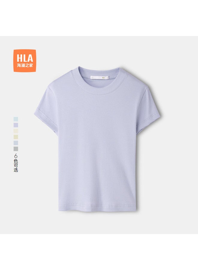 HLA 25 Summer Round Neck Straight Stretch Soft Knitted Women'S Short Sleeve T-Shirt - Image 2
