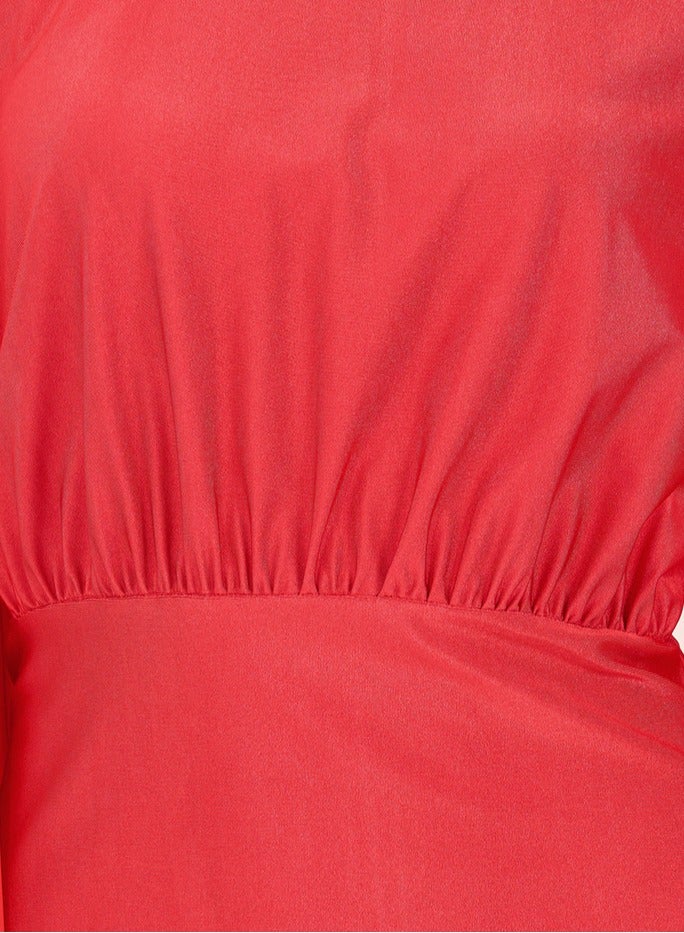 ستايلي فستان ميدي بياقة مستديرة وأكمام كاب سادة - Image 3