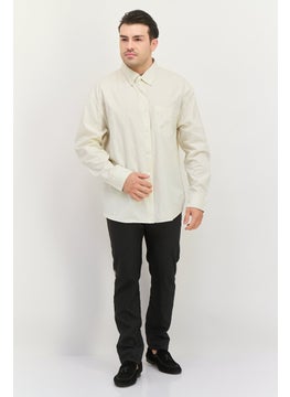 GANT Men Relaxed Fit Plain Long Sleeve Casual Shirt, Off White  - Image 4