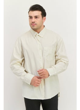 GANT Men Relaxed Fit Plain Long Sleeve Casual Shirt, Off White  - Image 1