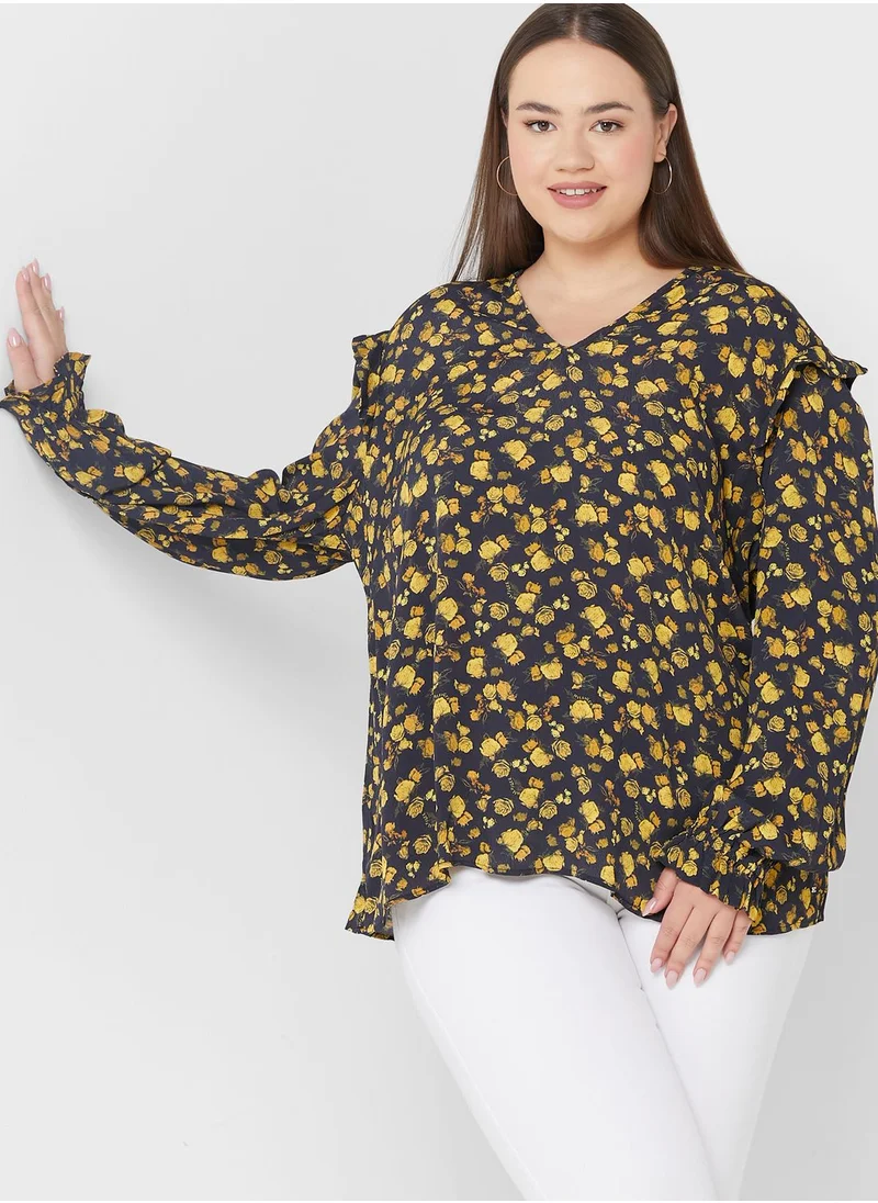 Tommy Hilfiger Plus Printed Puff Sleeve Top