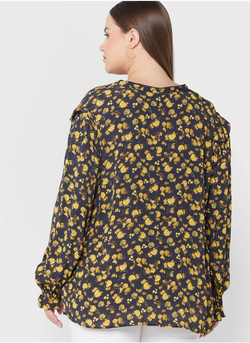 Tommy Hilfiger Plus - Printed Puff Sleeve Top - Image 1