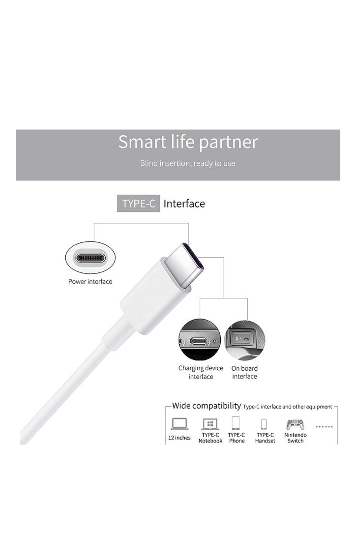 Type C to Type C Fast Charging Cable White | 60W/100W PD Power Delivery USB-C to USB-C Cable | High Speed Data Transfer & Fast Charge Cord for Smartphones, Tablets, Laptops, MacBook, iPad Pro, Samsung Galaxy, and More - Image 4