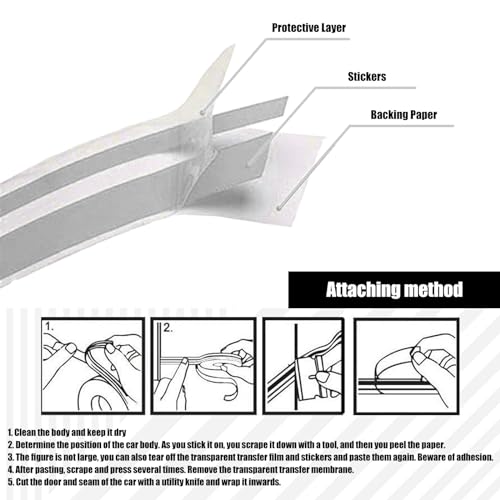 GKmow 2 PCS Car Waistline Body Sticker, 32.1Ft x 0.4In Pinstripe Small Color Strip Decoration, Free Cutting Personalized DIY External Decals, Universal for Most Car Trim Accessories (Plating Silver) - Image 4