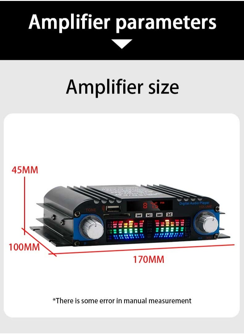 Generic - HiFi Sound Amplifier Digital 4 Channel Audio Amplifier Bluetooth Karaoke Player FM Radio Support Remote Control - Image 1