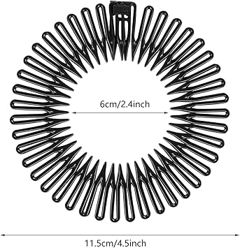SUNNOW 6 Pcs Flexi Comb Headband for Women Girls Plastic Circle Zigzag Hairband Stretch Hair Comb Headband 6 Colors - Image 3