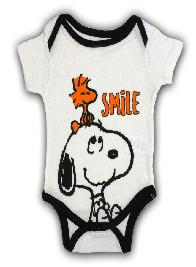 Peanuts’ Snoopy Baby’s Short Sleeve Bodysuit bodysuit, Unisex Design, White Creeper, Size 12M - Image 1