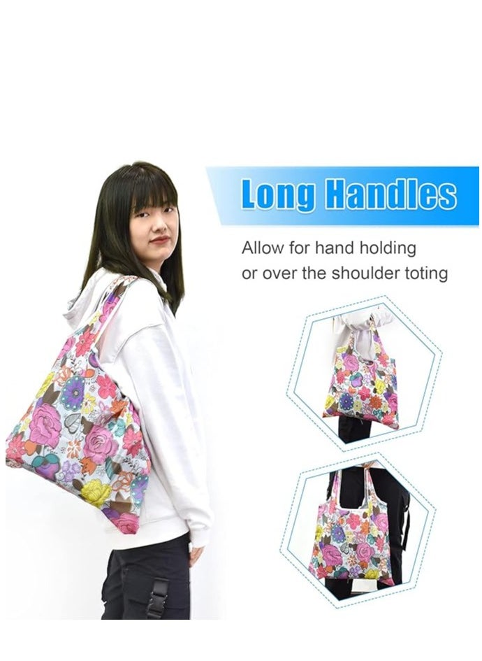 SYOSI - 6 Pcs Reusable Grocery Bag, Foldable Eco-Friendly Shopping Bags, Lightweight Washable Ripstop Nylon Large Tote Bag - Image 1