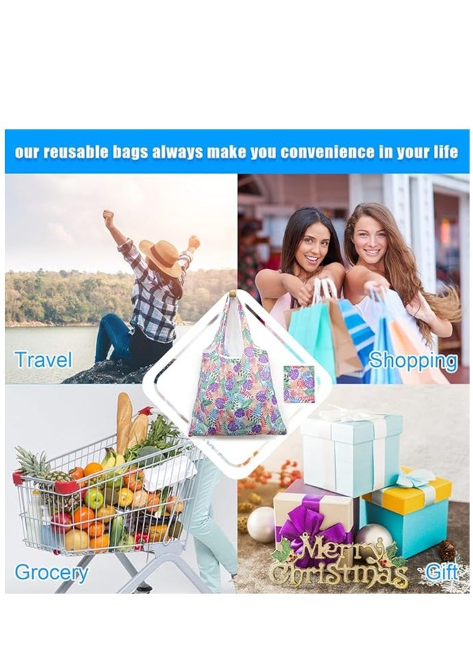SYOSI - 6 Pcs Reusable Grocery Bag, Foldable Eco-Friendly Shopping Bags, Lightweight Washable Ripstop Nylon Large Tote Bag - Image 1
